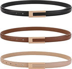  Women's Classic Leather Belts 3 Pcs 