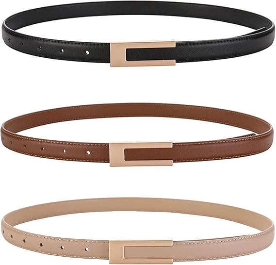  Women's Classic Leather Belts 3 Pcs 
