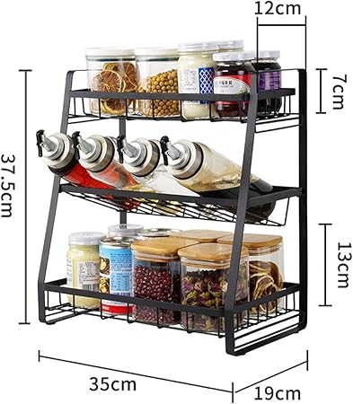 3-Layer Detachable Spice Rack – Stepped Kitchen Countertop Organizer