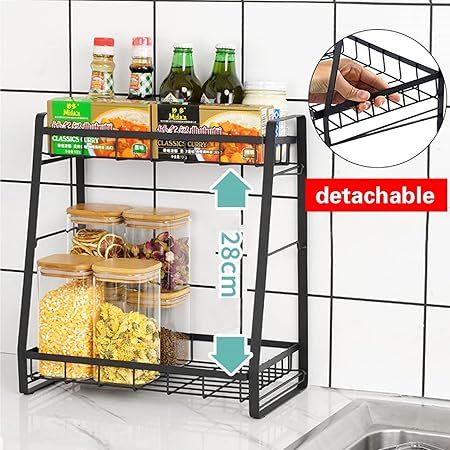 3-Layer Detachable Spice Rack – Stepped Kitchen Countertop Organizer
