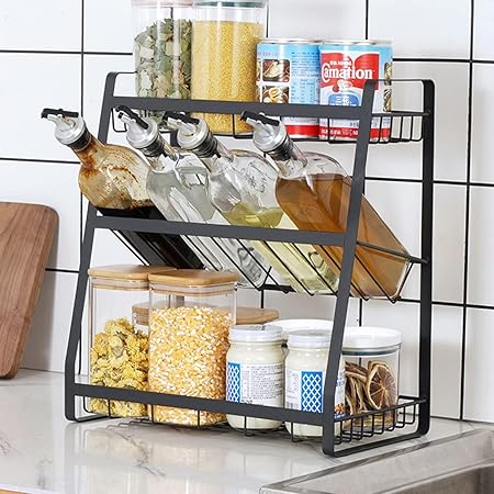 3-Layer Detachable Spice Rack – Stepped Kitchen Countertop Organizer