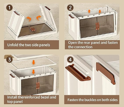 5-Tier Stackable Plastic Storage Cabinet with Wheels – Foldable Organizer