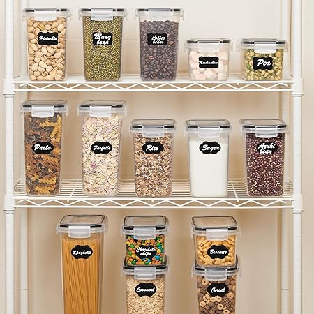 15-Piece Airtight Food Storage Container Set with Lids & Labels – BPA-Free Kitchen Pantry Organizer