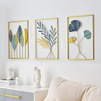 Gold Leaf Wall Art Set – Metal Wall Decor for Living Room & Bedroom