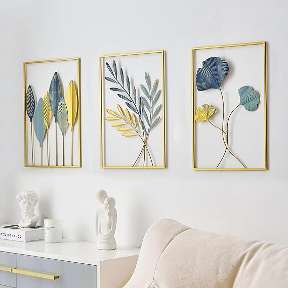 Gold Leaf Wall Art Set – Metal Wall Decor for Living Room & Bedroom