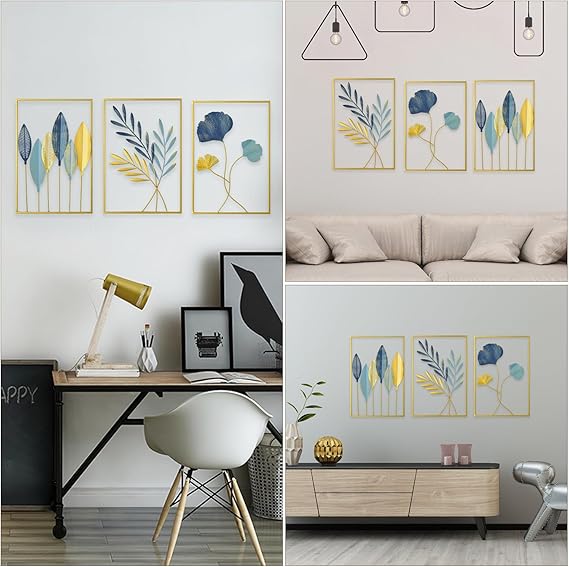 Gold Leaf Wall Art Set – Metal Wall Decor for Living Room & Bedroom