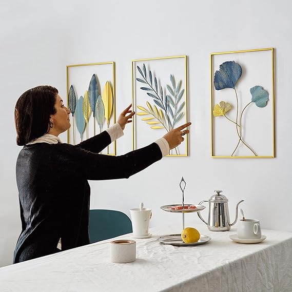 Gold Leaf Wall Art Set – Metal Wall Decor for Living Room & Bedroom