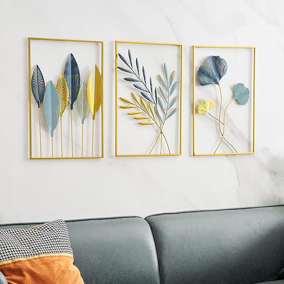 Gold Leaf Wall Art Set – Metal Wall Decor for Living Room & Bedroom