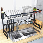 2-Tier Over-the-Sink Dish Drying Rack – Stainless Steel Kitchen Storage Shelf