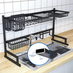 2-Tier Over-the-Sink Dish Drying Rack – Stainless Steel Kitchen Storage Shelf