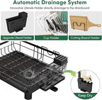2-Tier Dish Drainer Rack with Drip Tray & Utensil Holder – Stainless Steel