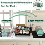 2-Tier Dish Drainer Rack with Drip Tray & Utensil Holder – Stainless Steel