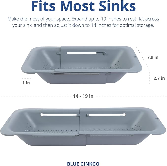 Expandable Over-the-Sink Colander Strainer Basket – Multi-Purpose Kitchen Drainer