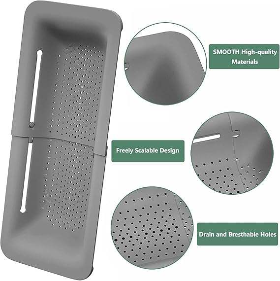 Expandable Over-the-Sink Colander Strainer Basket – Multi-Purpose Kitchen Drainer