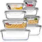 8-Pack Glass Meal Prep Containers with Leak-Proof Locking Lids – BPA-Free, Oven & Microwave Safe
