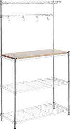 3-Tier Kitchen Baker’s Rack with Removable Wood Top & Adjustable Shelves