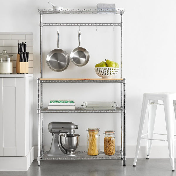 3-Tier Kitchen Baker’s Rack with Removable Wood Top & Adjustable Shelves