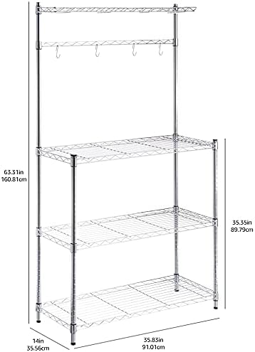 3-Tier Kitchen Baker’s Rack with Removable Wood Top & Adjustable Shelves