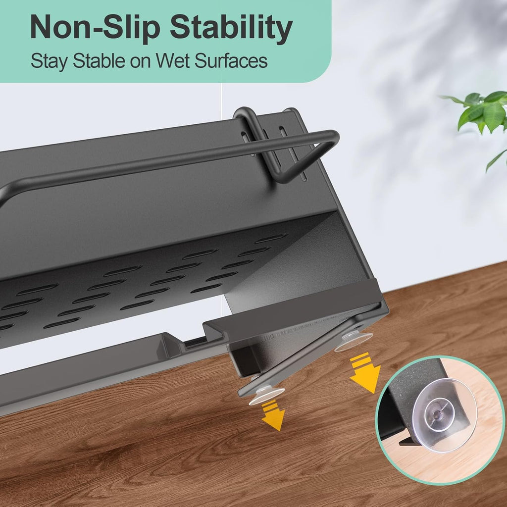 Kitchen Sink Organizer with Drain Pan – Carbon Steel Sponge & Dishcloth Holder