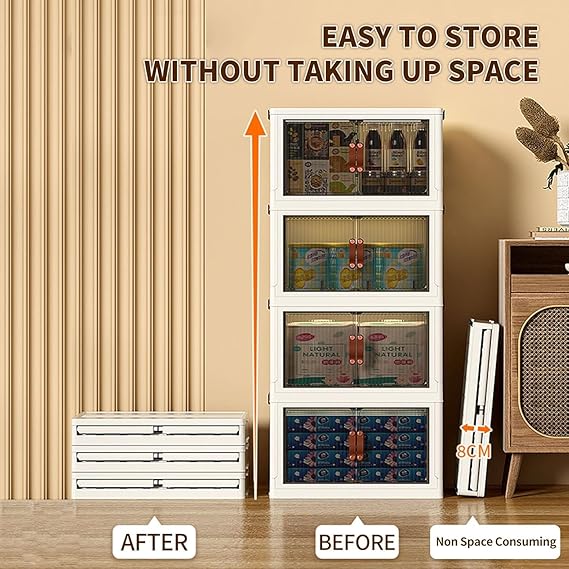 5-Tier Stackable Plastic Storage Cabinet with Wheels – Foldable Organizer