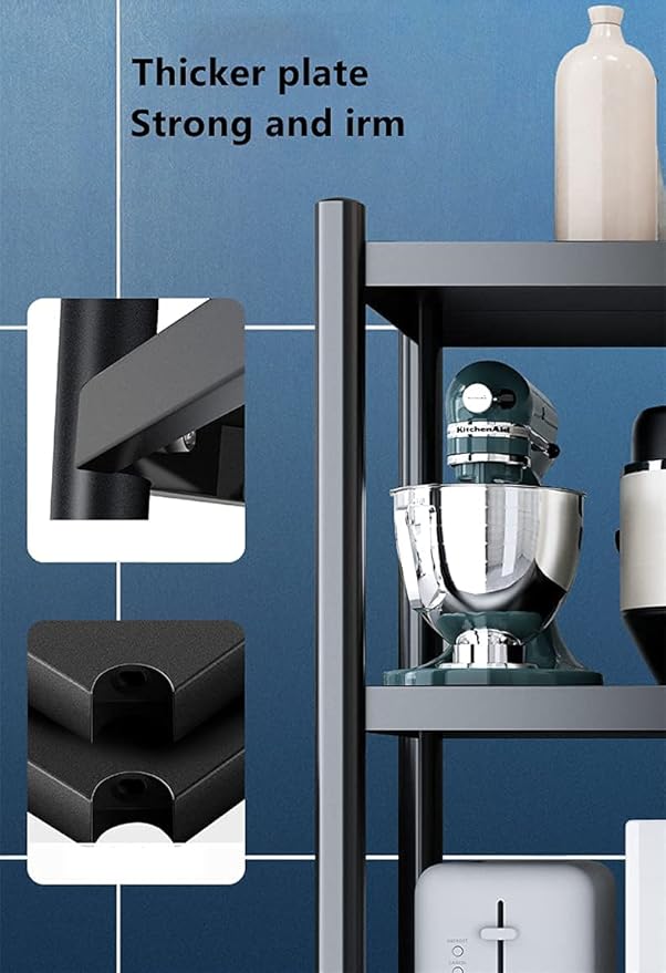 5-Tier Adjustable Storage Shelf Rack with Wheels & Hooks – Heavy Duty Stainless Steel