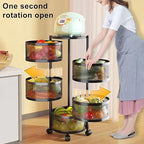 5-Tier Rotating Kitchen Storage Shelf with Wheels – Black