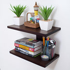 Dime Store Engineered Wood Floating Wall Shelf – Glossy Brown, Set of 1
